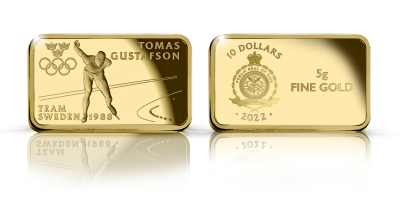 $10 Calgary 1988, Tomas Gustafson skridskor -5 gram guldtacka 