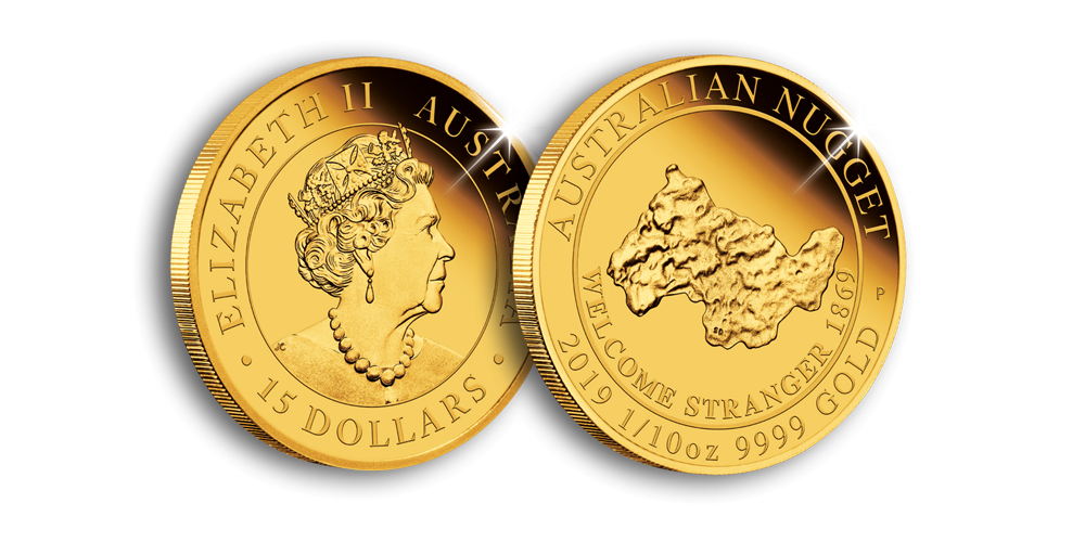 Jubileumsutgåva av australiesiska Golden Nugget i 99,99 % guld Jubileumsutgåva av australiesiska Golden Nugget i 99,99 % guld
