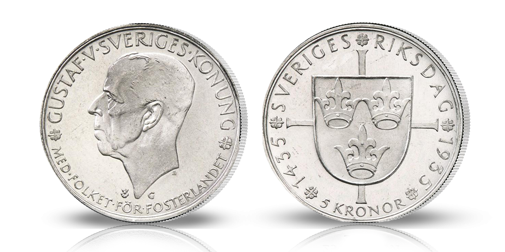 Komplett 5-kronor jubileumsset i silver 1935-1966