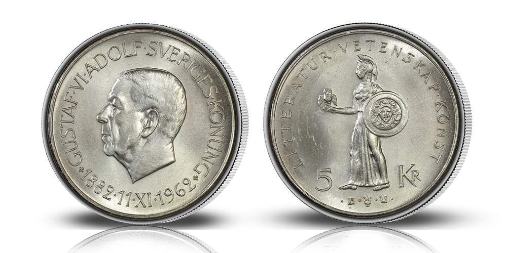 Komplett 5-kronor jubileumsset i silver 1935-1966