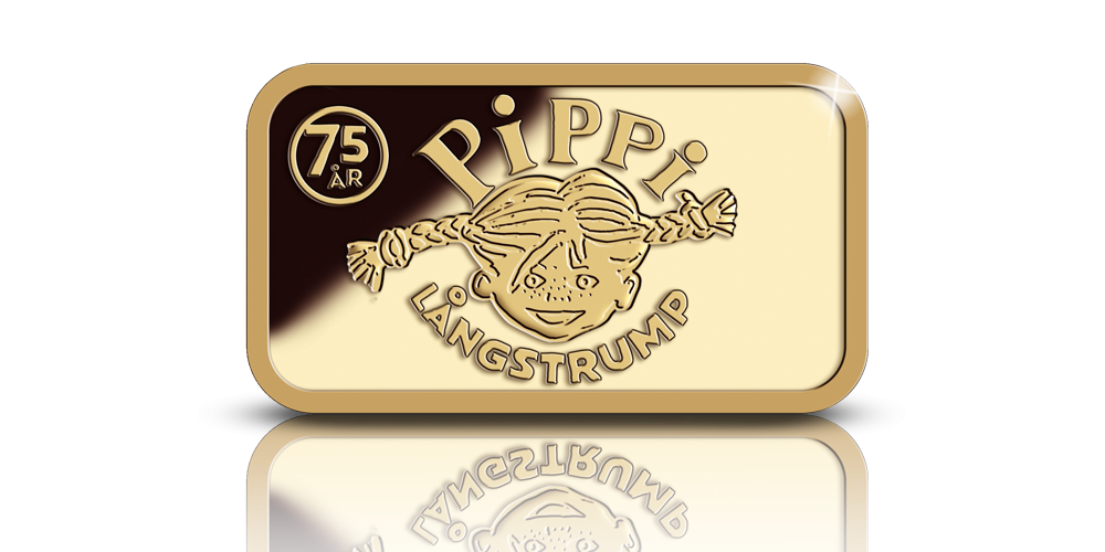 Pippi fyller 75 år- hedras med en5 gram guldtacka Pippi fyller 75 år- hedras med en5 gram guldtacka