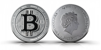 Bitcoin 1 oz silvermynt