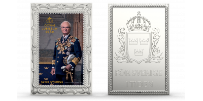 Regentjubileum - Carl XVI Gustaf 1973-2023 frimärkestacka i silver 