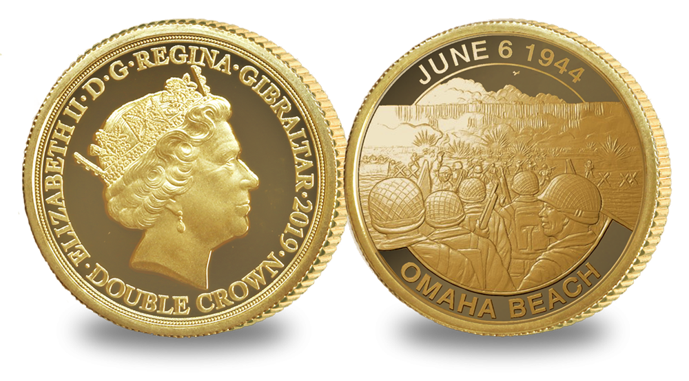 Minnesmynt i 9 karat guld som markerar D-dagens 75-årsjubileum Minnesmynt i 9 karat guld som markerar D-dagens 75-årsjubileum