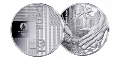 First Strike Edition 10 EUR Silver Paris to LA Handover coin  