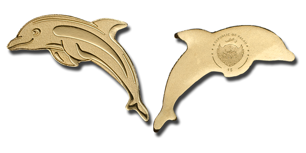 Delfinmynt i 99,9 % guld Delfinmynt i 99,9 % guld