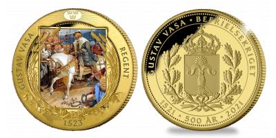 Gustav Vasa 500 år regentjubileum - Förgylld medalj