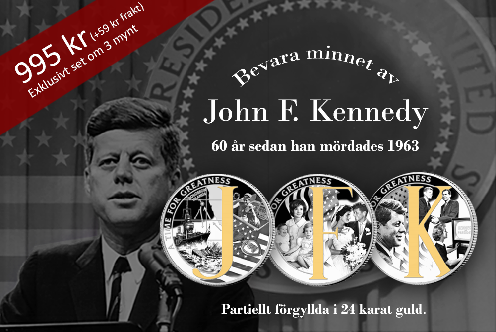 JFK 60 jubileumsset med 3 mynt 