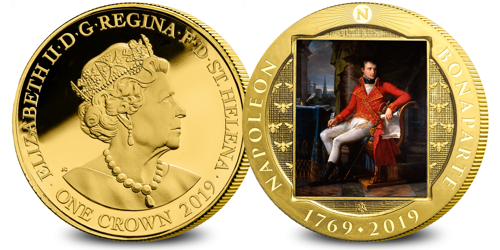 Napoleon 250 år hedras med en serie mynt förgyllda med 24 karat guld