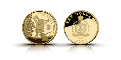 $10 Pippi firar jul 2021 - Första Pippi myntet med julmotiv.