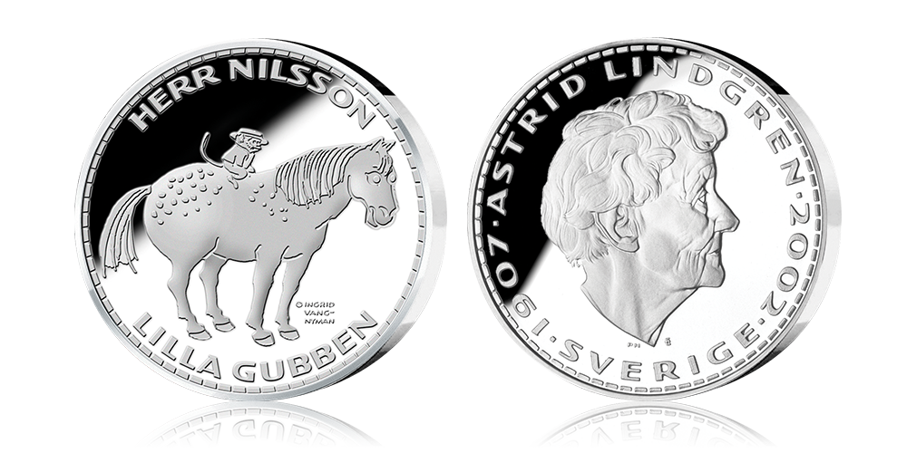 Herr Nilsson och Lilla Gubben-medalj i 92,5 % silver Herr Nilsson och Lilla Gubben-medalj i 92,5 % silver