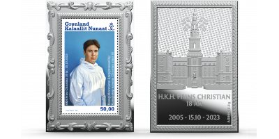 Prins Christian 18 år frimärkestacka silver