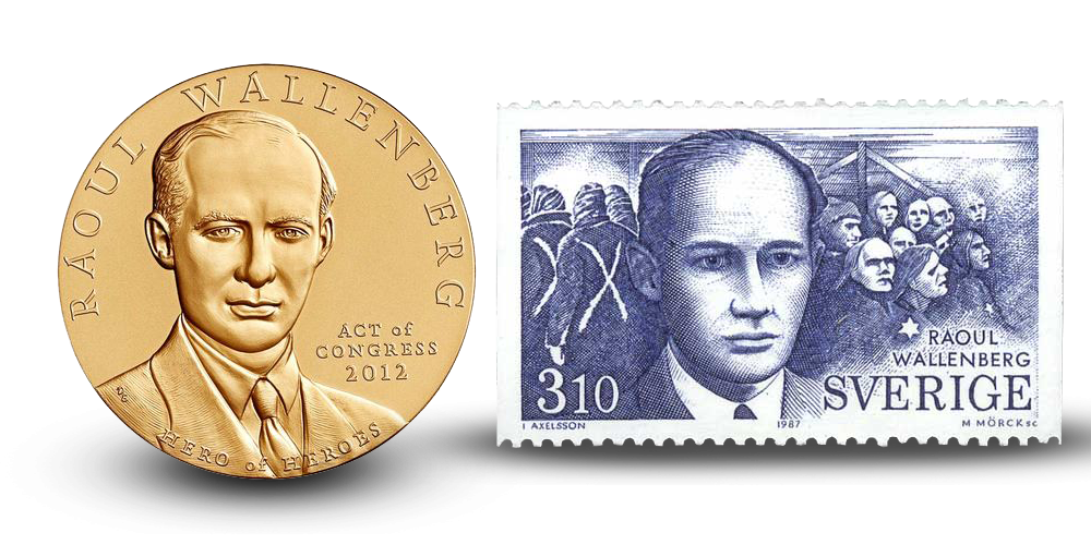 Två i ett - minnesmedalj och ett frimärke som hedrar Raoul Wallenberg
