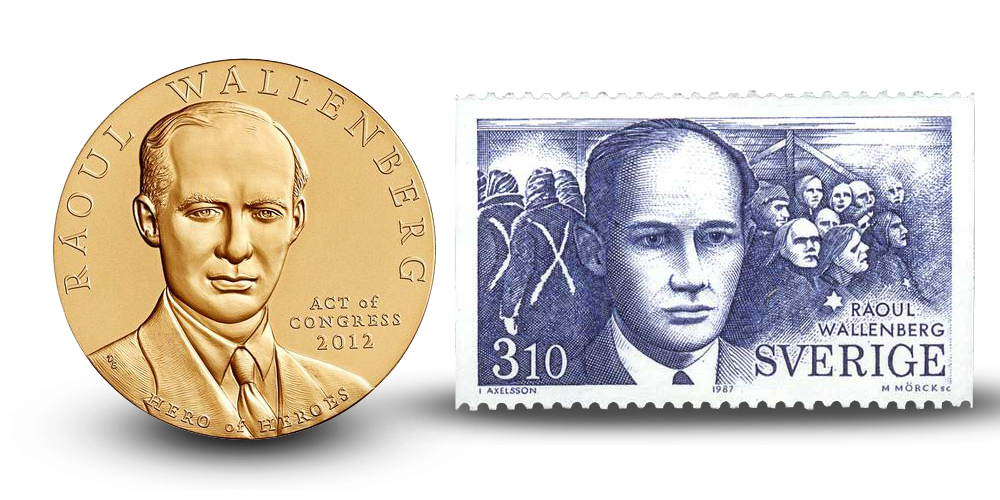 Två i ett - minnesmedalj och ett frimärke som hedrar Raoul Wallenberg Två i ett - minnesmedalj och ett frimärke som hedrar Raoul Wallenberg