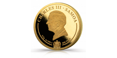 Kung Charles lll kröning 2023 guldmynt i skrin 