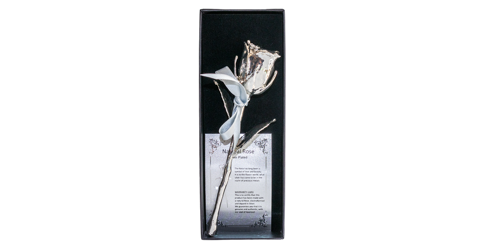 Riktig Ros i 99,9 % silver i en fin presentask Riktig Ros i 99,9 % silver i en fin presentask