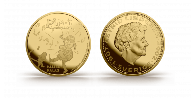 Pippi 80 år 2025 - förgylld medalj