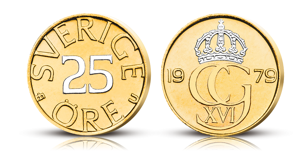 Carl-XVI Gustafs sista 25-oring- belagd med guld och platina Carl-XVI Gustafs sista 25-oring- belagd med guld och platina